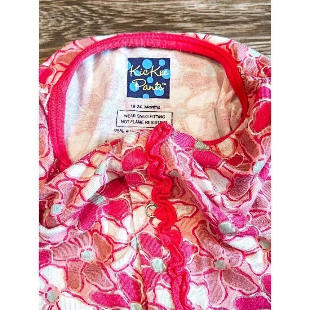 Kickee Pants Pink Floral Snap Coverall Size 18-24M